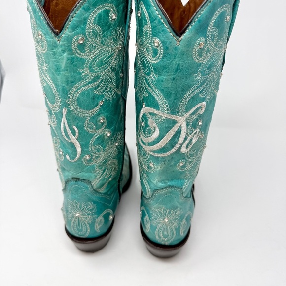 Cowboy Pro I Do Women's Wedding Turquoise Embroidered Western Boots - Picture 7 of 16